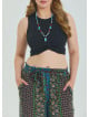 Navy Blue Women's Plus Size Trousers with Elastic Waist Belt Detail 4619